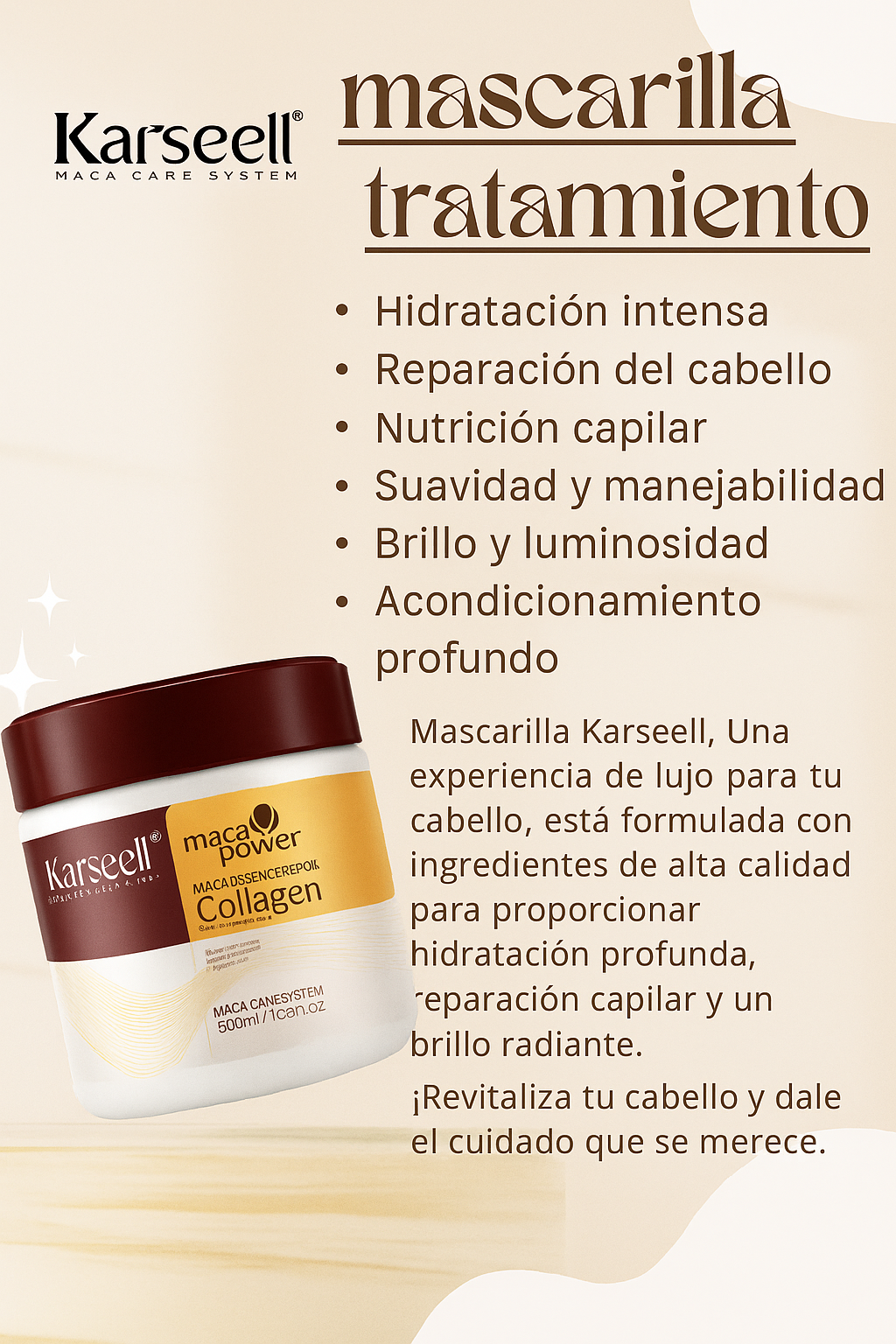 Mascara Capilar Karseell Con Colageno. 500ml.✨