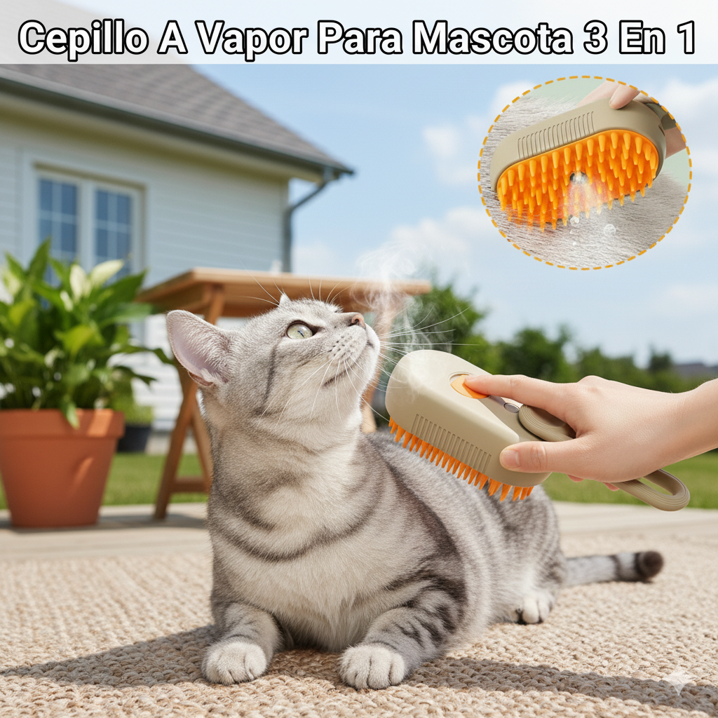 Cepillo A Vapor Para Mascota 3 En 1